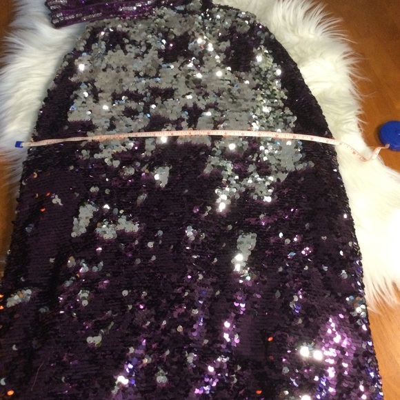 Wow! Prom & Pageant Purple & Silver Sequined Prom Dress Size 2 - Picture 7 of 12